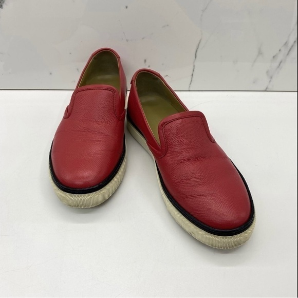 HERMES Kick Slip-On Sneakers Epsom Rouge 38.5 main image 12